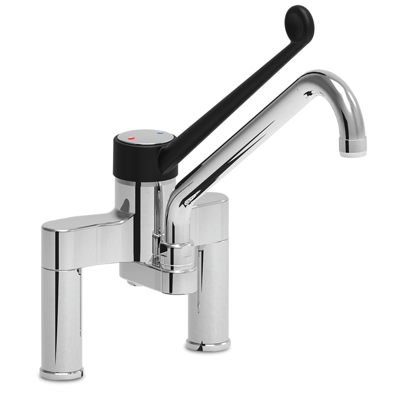 Válvula doble entrada, dos aguas, monomando codo