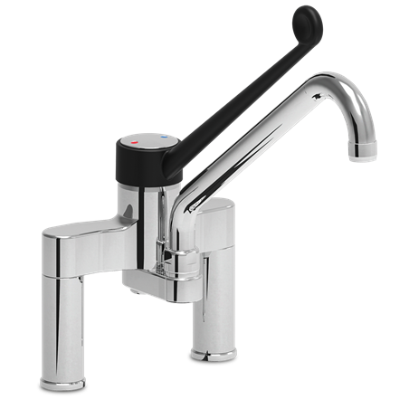 Válvula doble entrada, dos aguas, monomando codo