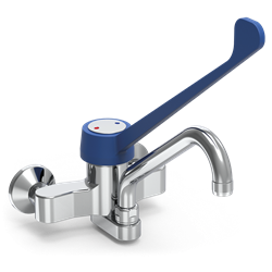 Grifo mural doble entrada de accionamiento a codo Serie Monoblock 300x495 mm.