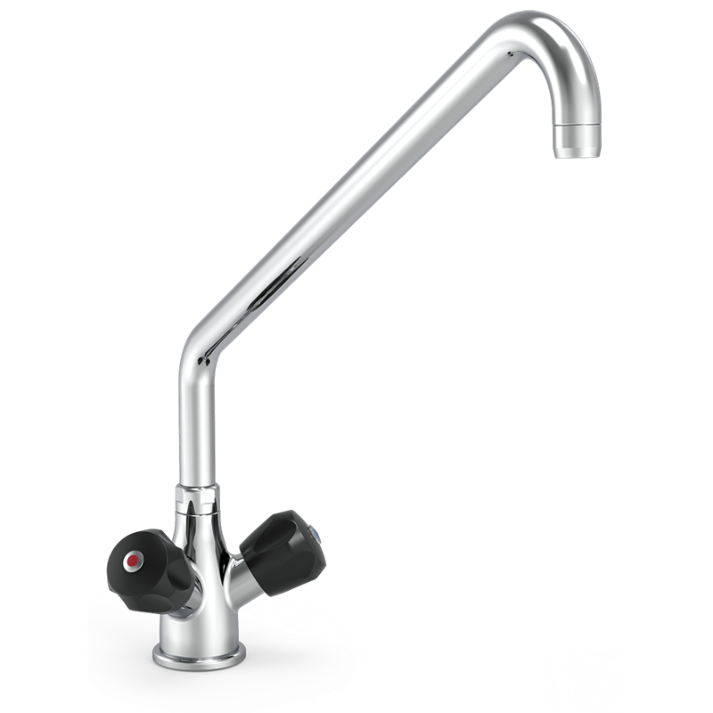 Grifo giratorio sobremesa dos aguas con pomo aislante
