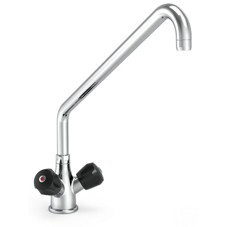 Grifo giratorio sobremesa dos aguas con pomo aislante