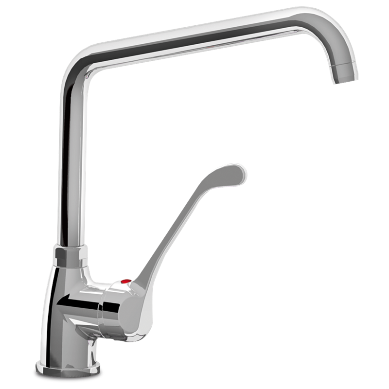 Grifo monomando codo sobremesa caño giratorio elevado