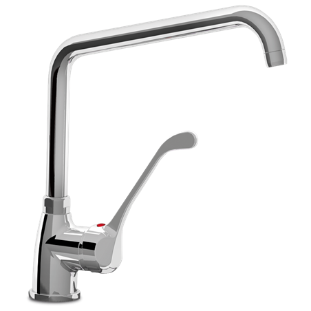 Grifo monomando codo sobremesa caño giratorio elevado