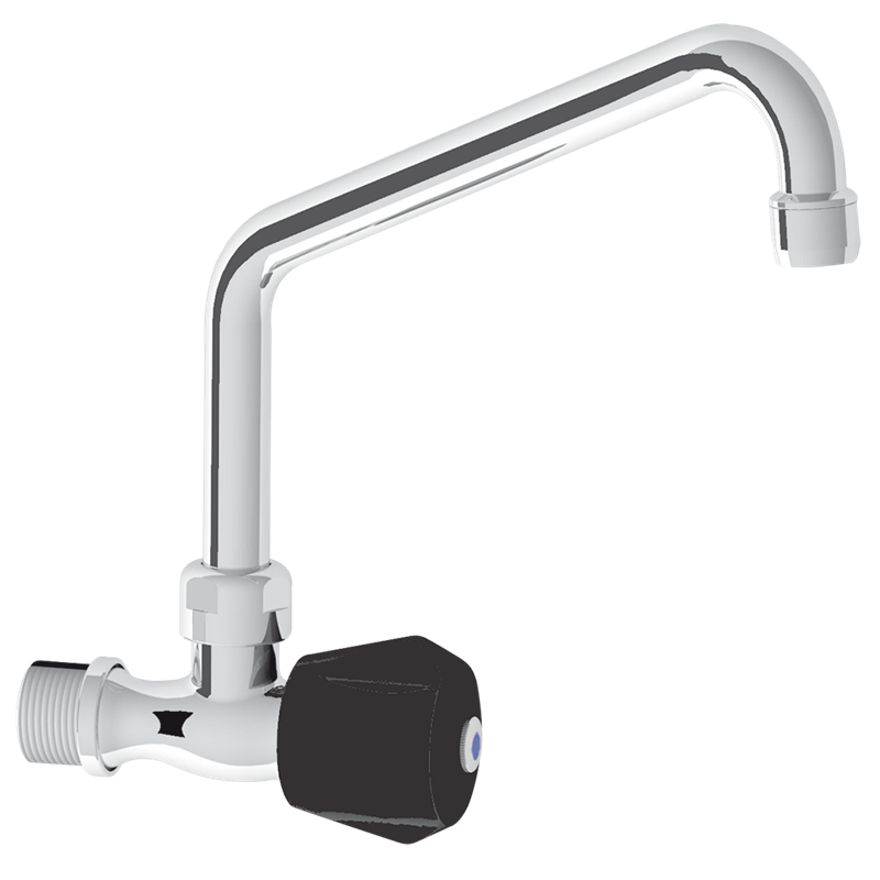 Grifo mural un agua con pomo aislante, caño alto