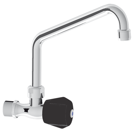 Grifo mural un agua con pomo aislante, caño alto