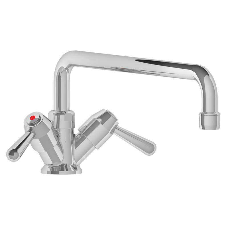 Grifo giratorio 1/4 vuelta dos aguas caño bajo 300 mm. 300x70x1/2"