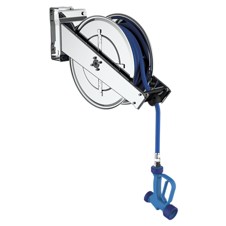 Grifo manguera enrollable inox. 1/2" L15.000 mm.