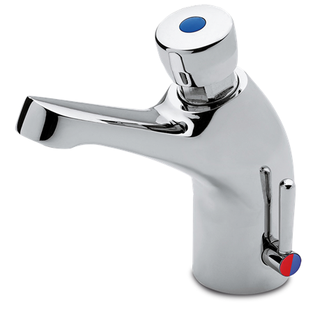 Grifo temporizado con mezclador para lavabo de un agua 1/2"