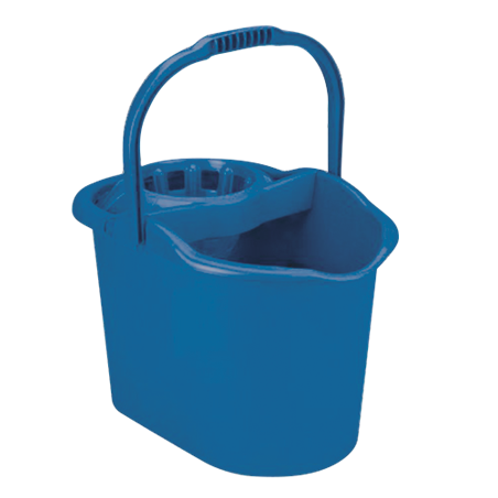 Cubo plástico con asa metálica para fregar