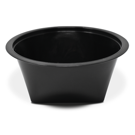 Contenedor negro Take Away redondo con tapa