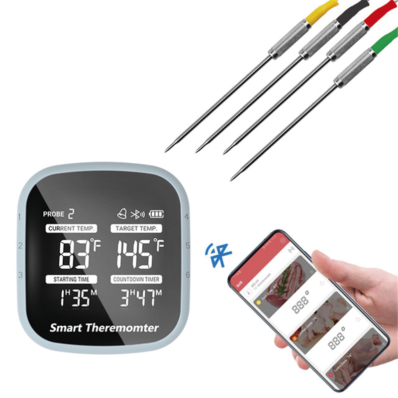 Termómetro barbacoa bluetooth con 4 sondas