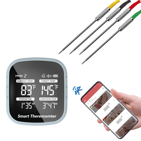Termómetro barbacoa bluetooth con 4 sondas