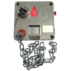Cerradura con cadena 1 mt. de retorno de monedas para carro