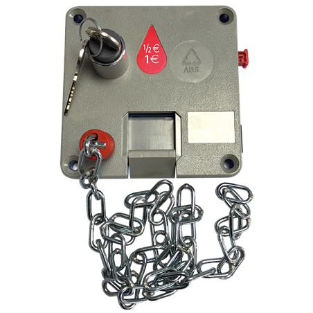 Cerradura con cadena 1 mt. de retorno de monedas para carro