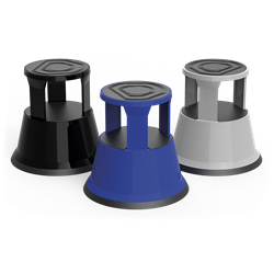 Taburete azul con ruedas ø430x430 mm.