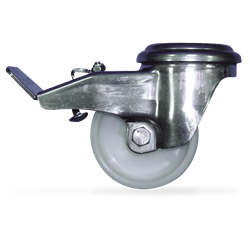 Rueda giratoria c/freno acero inox.-nylon ø125 mm.