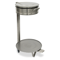 Contenedor porta-bolsas inox. con tapa y ruedas.