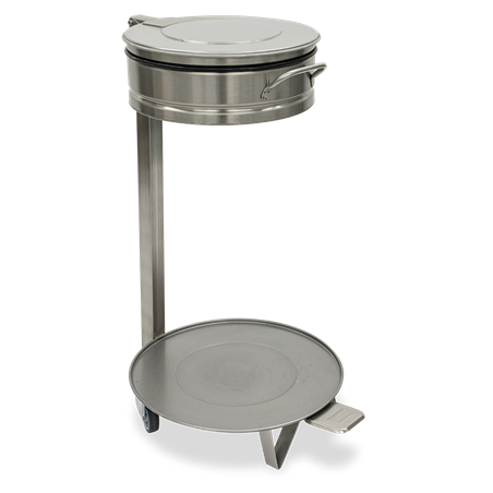 Contenedor porta-bolsas inox. con tapa y ruedas.