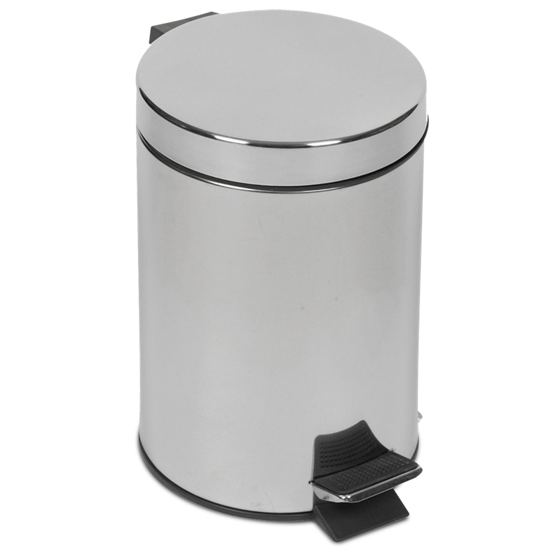 Papelera inox. con tapa y pedal 11 lts.