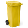 Contenedor de desperdicios con tapa y ruedas amarillo 120 lts.