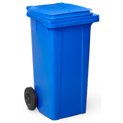 Contenedor de desperdicios con tapa y ruedas azul 120 lts.
