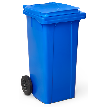 Contenedor de desperdicios con tapa y ruedas azul 120 lts.