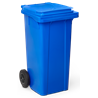 Contenedor de desperdicios con tapa y ruedas azul 120 lts.
