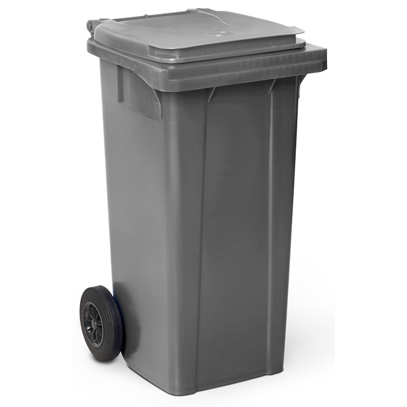 Contenedor de desperdicios con tapa y ruedas gris 120 lts.