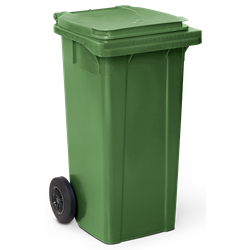 Contenedor de desperdicios con tapa y ruedas verde 120 lts.