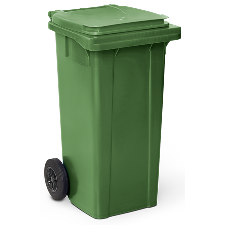 Contenedor de desperdicios con tapa y ruedas verde 120 lts.