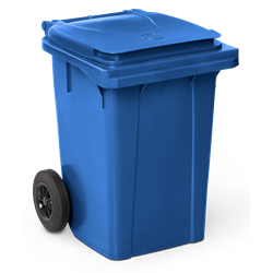 Contenedor de desperdicios con tapa y ruedas azul 60 lts. 450x520x700 mm.