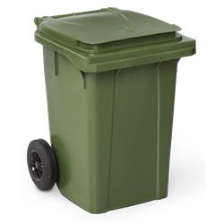 Contenedor de desperdicios con tapa y ruedas verde 60 lts.