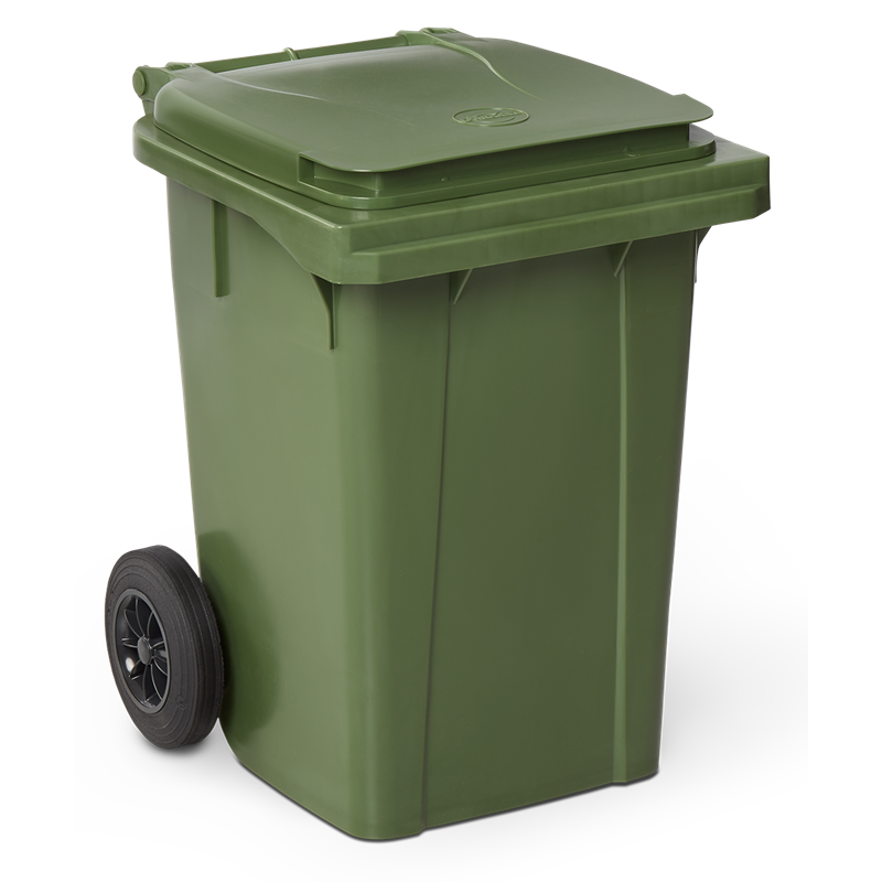 Contenedor de desperdicios con tapa y ruedas verde 60 lts.