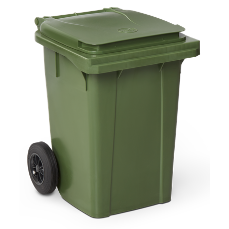 Contenedor de desperdicios con tapa y ruedas verde 60 lts.