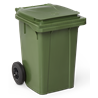 Contenedor de desperdicios con tapa y ruedas verde 60 lts.