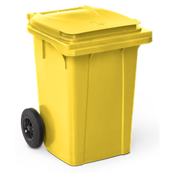 Contenedor de desperdicios con tapa y ruedas amarillo 60 lts. 450x520x700 mm.