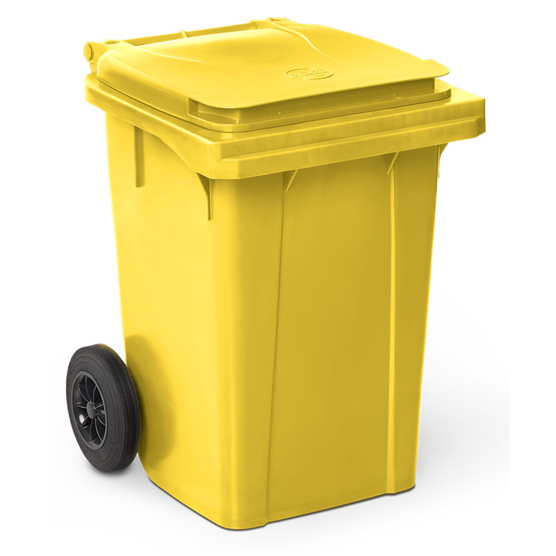 Contenedor de desperdicios con tapa y ruedas amarillo 60 lts. 450x520x700 mm.