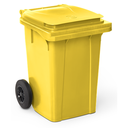 Contenedor de desperdicios con tapa y ruedas amarillo 60 lts. 450x520x700 mm.