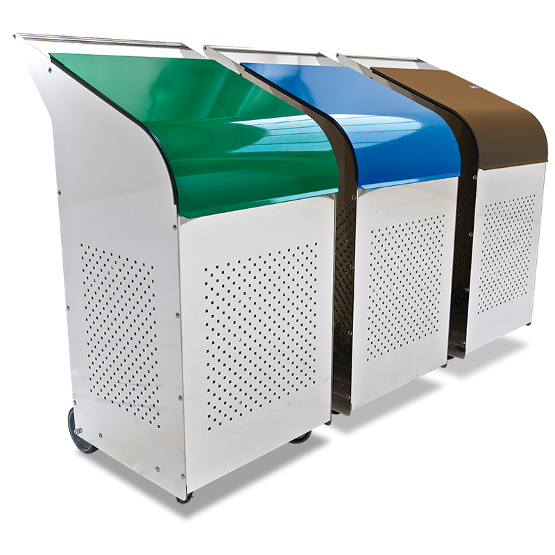 Papelera reciclaje tapa verde 470x600x1020 mm.