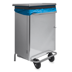 Papelera inox. con tapa y pedal. Apertura frontal. 70 l.