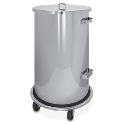 Papelera inox con tapa y ruedas 70 lt