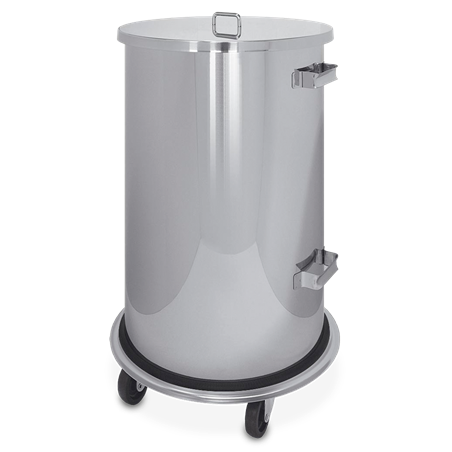 Papelera inox con tapa y ruedas 70 lt