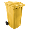 Contenedor de desperdicios con tapa y ruedas amarillo 240 lts.