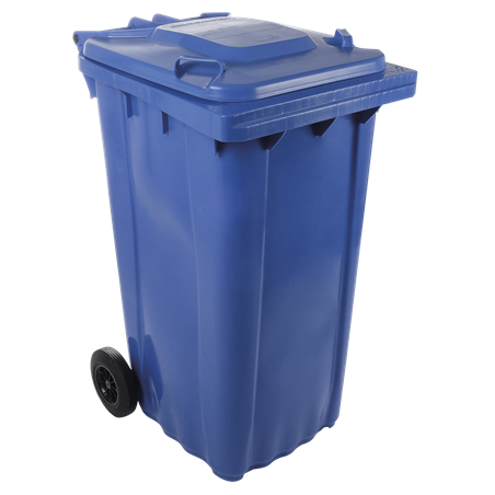 Contenedor de desperdicios con tapa y ruedas azul 240 lts.