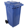Contenedor de desperdicios con tapa y ruedas azul 240 lts.