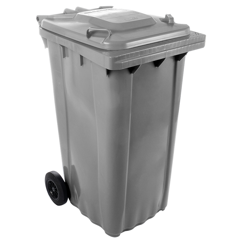 Contenedor de desperdicios con tapa y ruedas gris 240 lts.