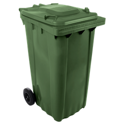 Contenedor de desperdicios con tapa y ruedas verde 240 lts.