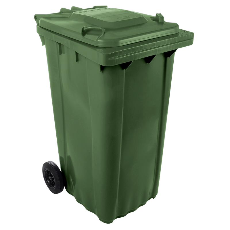 Contenedor de desperdicios con tapa y ruedas verde 240 lts.