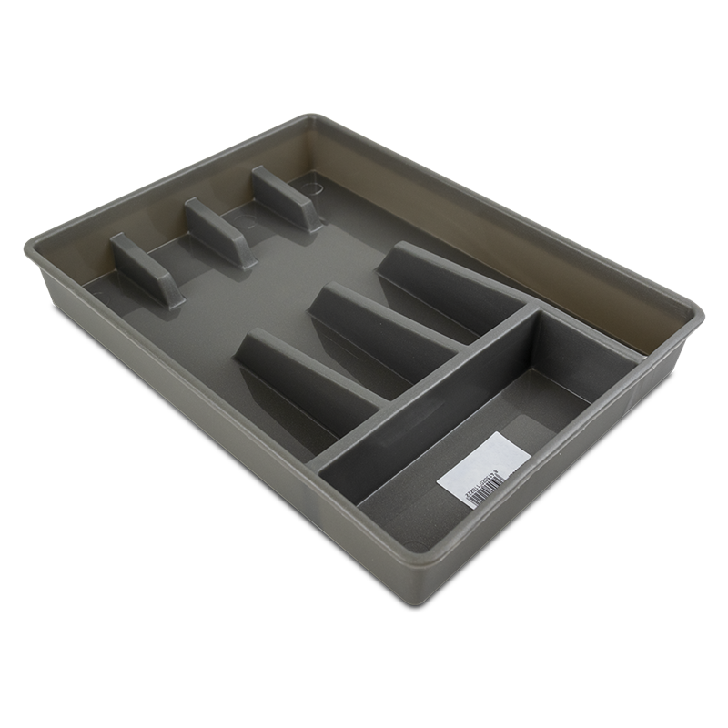 Cubertero plástico gris 300x330x70 mm.