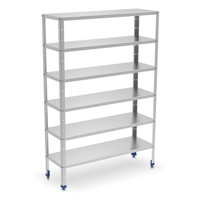 Estantería inox de 6 niveles con estantes de 0,8 mm de espesor 1200x500x1750 mm